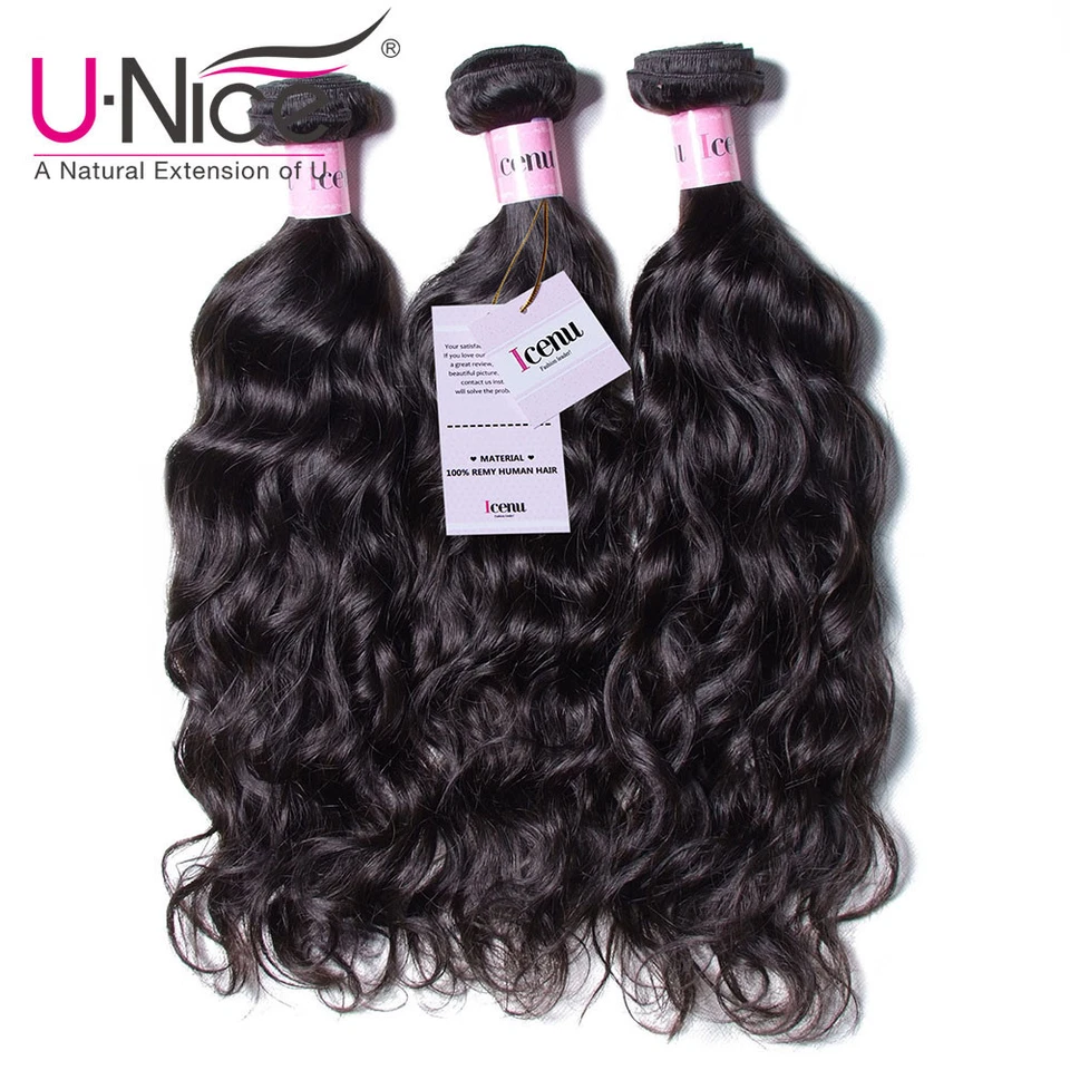 Extensiones de cabello 100 % humano ondulado natural indio UNICE HAIR 1-3 paquetes tramas de cabello Foto 2 de 4