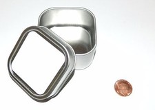 4-oz Square Blank White Label Slip On Lid Metal Tin Can Container Box Crafts Use