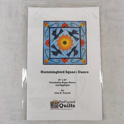 Hummingbird Square Dance Cute Bird Blue Orange Animal Quilt Template 22" x 22"