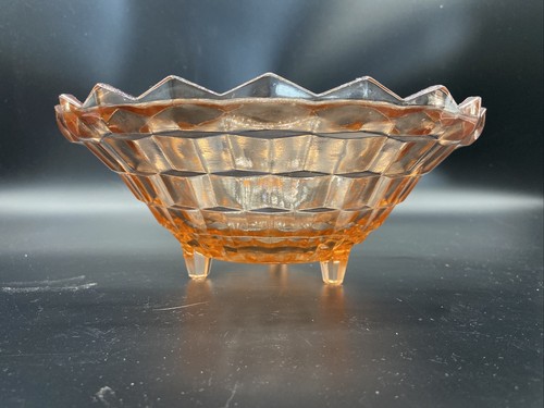 American fostoria whitehall pink serving 3 foot salad bowl cubist - Picture 4 of 6