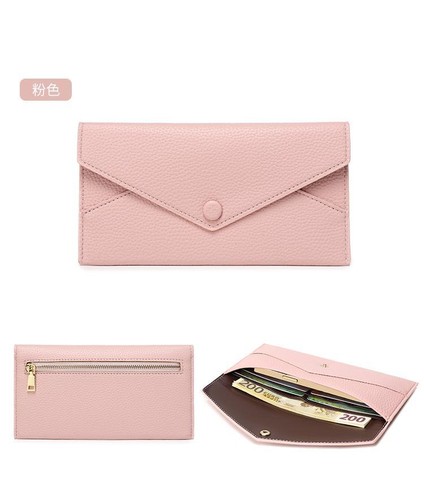 Rfid Anti-theft Purse for Women, Lychee Print, Soft Leather, Envelope Long Walle - Picture 21 of 30