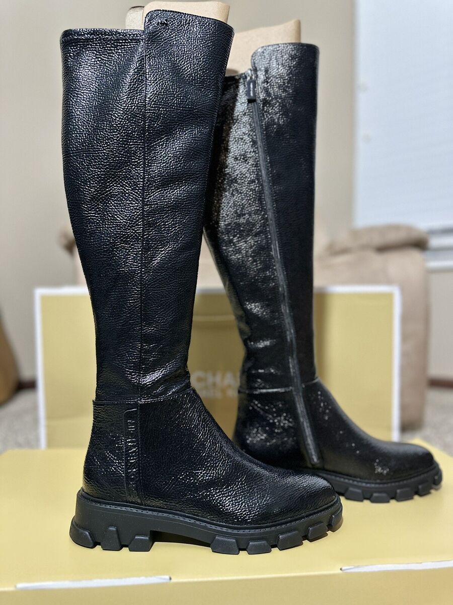 Michael Kors Crackled Faux Patent Leather Boot Black 7 NEW Michael Kors Crackled Faux Patent Leather Boot Black 7 NEW