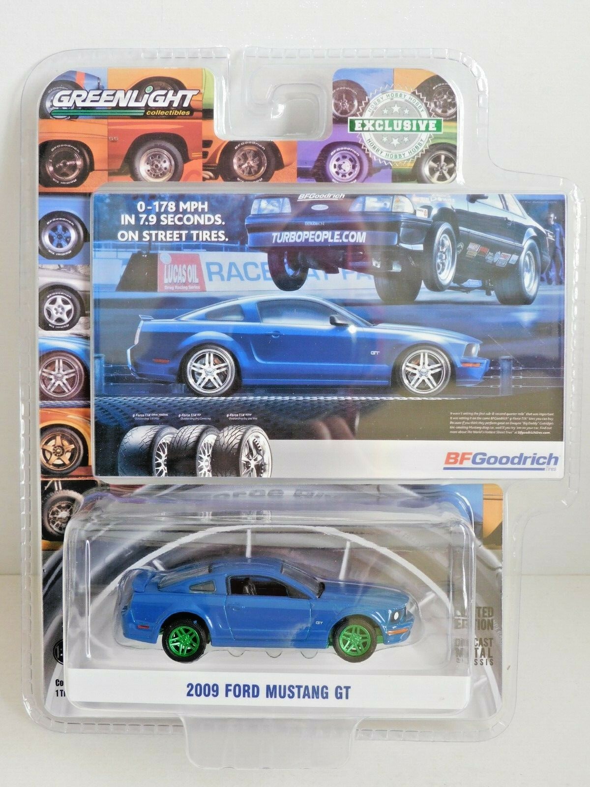 GREENLIGHT 2009 FORD MUSTANG GT BLUE BF GOODRICH 1/64 30139 CHASE GREEN WHEELS