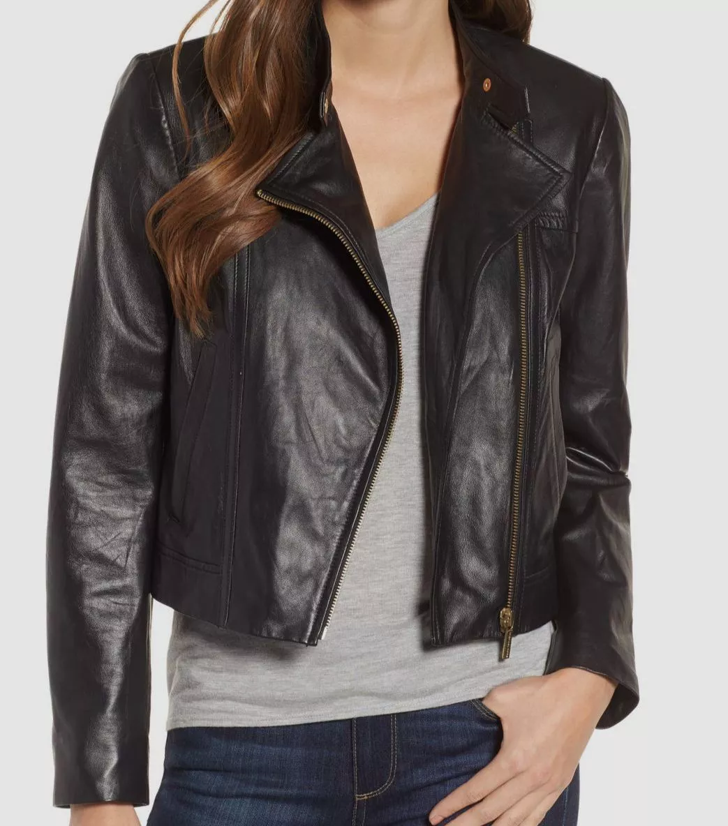 Michael michael kors crinkled leather moto jacket best sale