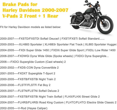 For 2000-2007 Harley Davidson FLHRCI FLHRi FLHR Road King Front&Rear Brake Pads - Picture 3 of 14