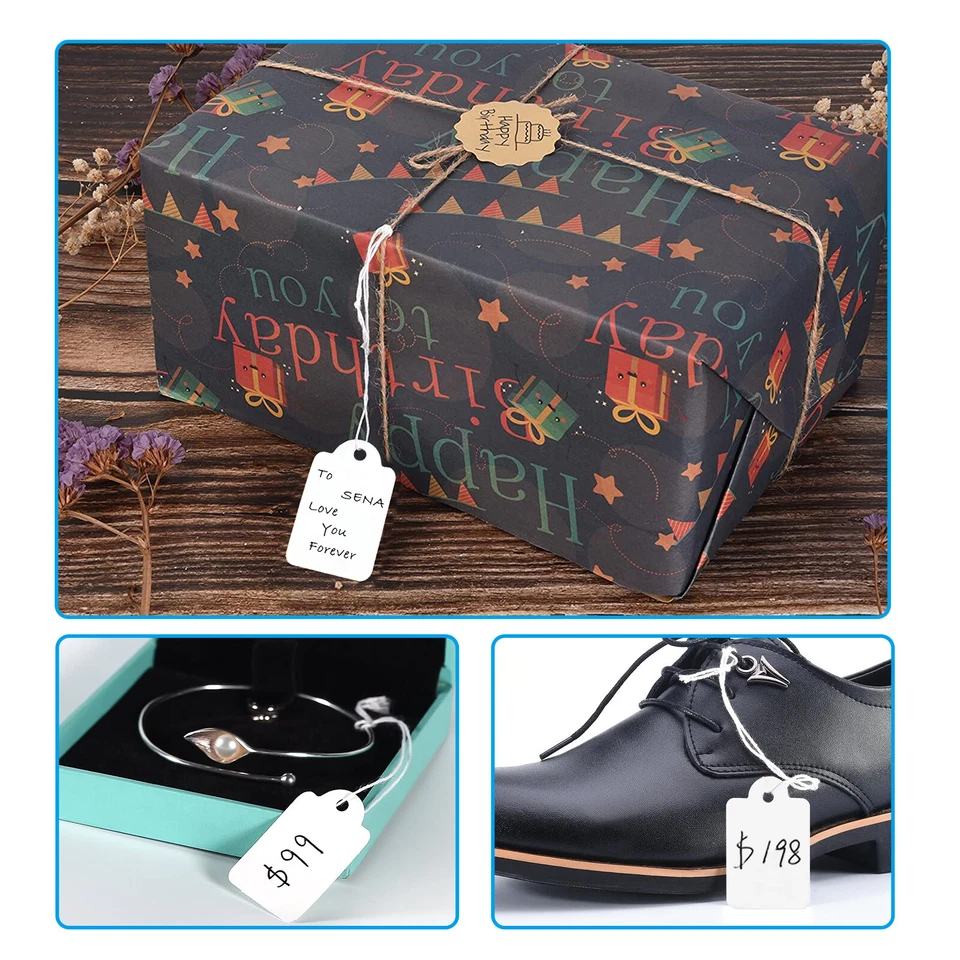 1000 Garage Sale Price Tags Size #5 White Merchandise Hang String Strung Garment - Image 4 of 4