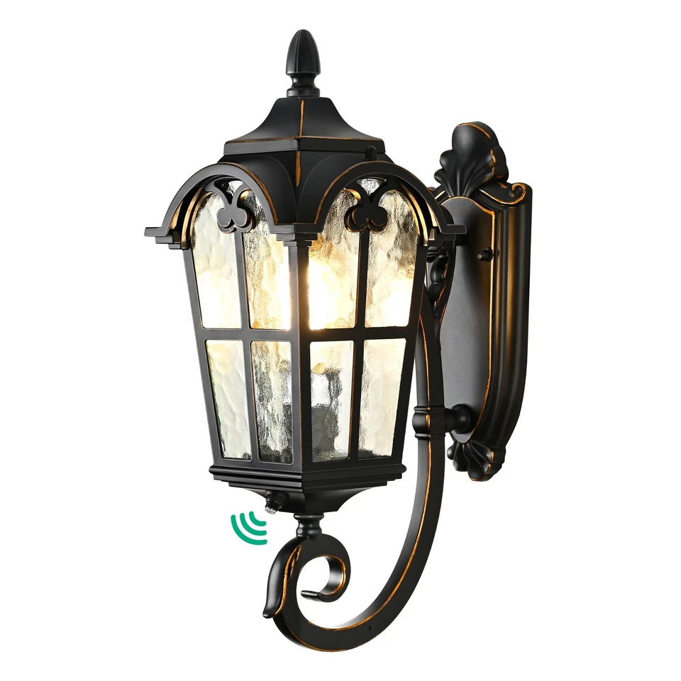 EDISHINE Dusk to Dawn Outdoor Wall Light Fixture Exterior Wall Lantern for Porch