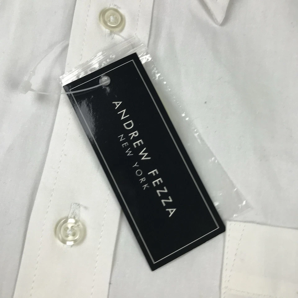 Camisa Andrew Fezza Para Hombre 17.5 34/35 Blanca Abotonada Mangas Largas Nueva Con Etiquetas Foto 3 de 4