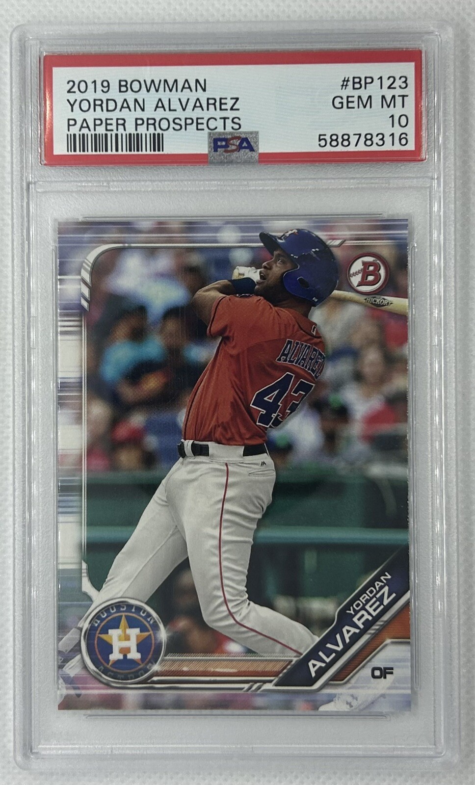 2019 Bowman Prospects #BP123 Yordan Alvarez Houston Astros PSA 10 GEM MINT QTY