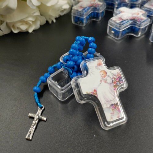 Brazalete de cuerda de 10" Rosario favores bautismo con cruz para niño o niña bebé - Imagen 7 de 38