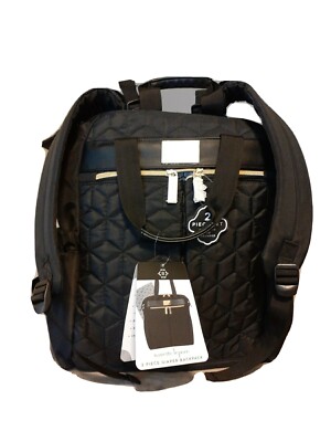 NEW NANETTE LEPORE PIECE DIAPER BAG BACKPACK BLACK/GOLD