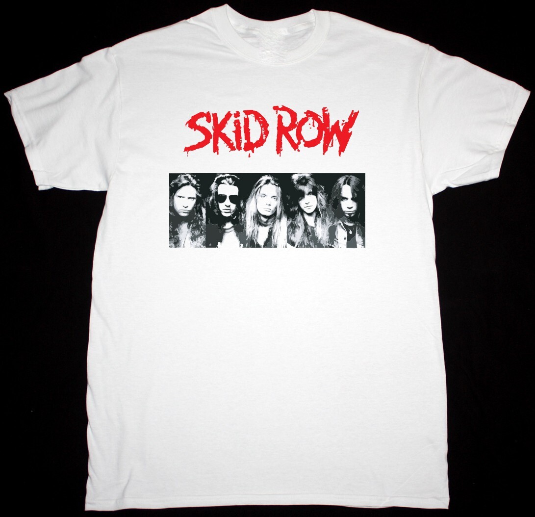 FILA T shirt vintage SKID ROW PHOTO BAND cotone bianco unisex S 234XL ZN121