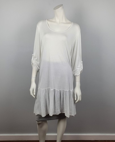 Made In Italy LMF Size 14 Long Sleeve Tunic Top Blouse Ruffle Hem Scoop Neck NWT - Bild 1 von 11