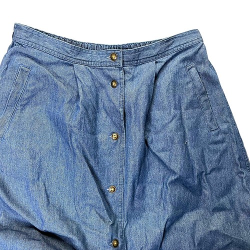 Vintage 90s 1990s Karen Scott 100% Cotton Blue Denim Button Front Long Skirt NWT - Picture 2 of 4