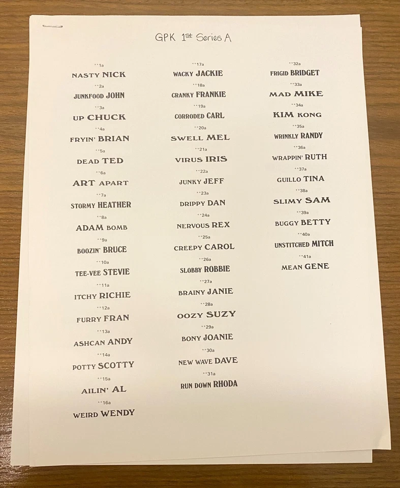 СВЯТОЙ ГРААЛЬ 1/1 1985 GPK Topps оригинальная серия 1 ПУСТАЯ ЗАДНЯЯ ЧАСТЬ Необрезанные Листы Вставьте - Изображение 3 из 4