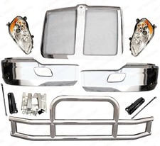 QSC Chrome Steel Bumpers Headlights Deer Guard Grille Set for Kenworth T680
