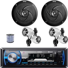 Pyle PLMRB29B Single DIN Bluetooth MP3 Receiver, 2x 2.25   , 8'' Speakers W/Wire