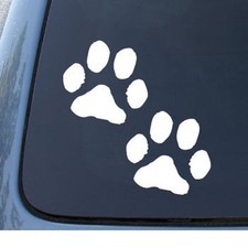 PAW PRINTS walking 5 inch white vinyl decal