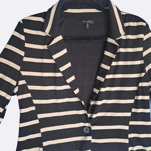 Max and Riley Blazer Sz L Women's Black & Cream One Button Long Sleeve - Picture 3 of 11