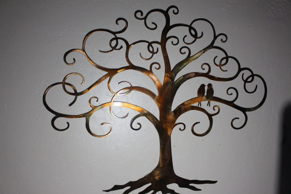 Love Bird Swirled Tree of Life - Metal Wall Art - Copper 20" tall x 23 1/2" wide - Image 4 of 4