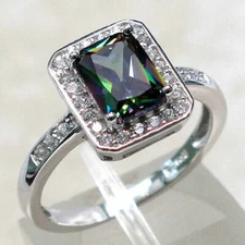 AMAZING 1.5 CT MYSTIC TOPAZ 925 STERLING SILVER RING SIZE 5-10