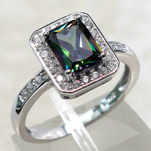 AMAZING 1.5 CT MYSTIC TOPAZ 925 STERLING SILVER RING SIZE 5-10 - 第 1/3 張圖片