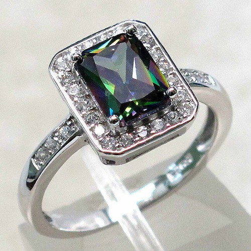 AMAZING 1.5 CT MYSTIC TOPAZ 925 STERLING SILVER RING SIZE 5-10 - Picture 1 of 3