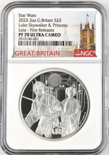 2023 UK Star Wars Coin# 3 - Luke Skywalker & Princess Leia 2oz Proof Coin PF70UC