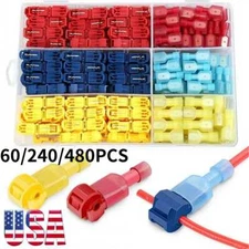 480/60pcs T-Taps Wire Connectors Quick Splice Terminals Insulated Crimp Cable