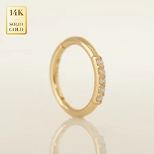 14K REAL Solid Gold Diamond Ear & Nose Hoop Ring Piercings 18 Gauge