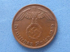 Germany Bronze 1 Reichspfennig 1939 3rd Reich WWII SWASTIKA - Vintage £4.50