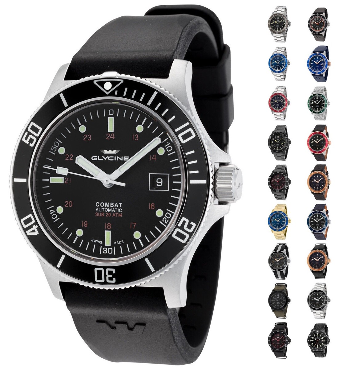 Glycine Men's Combat Sub Swiss Made Automatic 42mm Watch Glycine Men's Combat Sub Swiss Made Automatic 42mm Watch