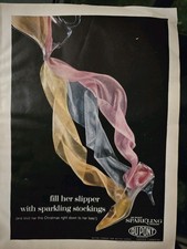 1960 Dupont Sparkling Nylon Stockings women's glass slipper shoe vintage ad