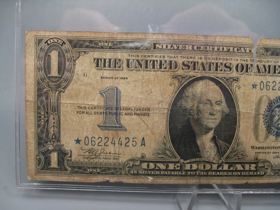 1934 ⭐️ Star ⭐️ $1 "FUNNY BACK" ONE DOLLAR Silver Certificate. - Image 2 of 4
