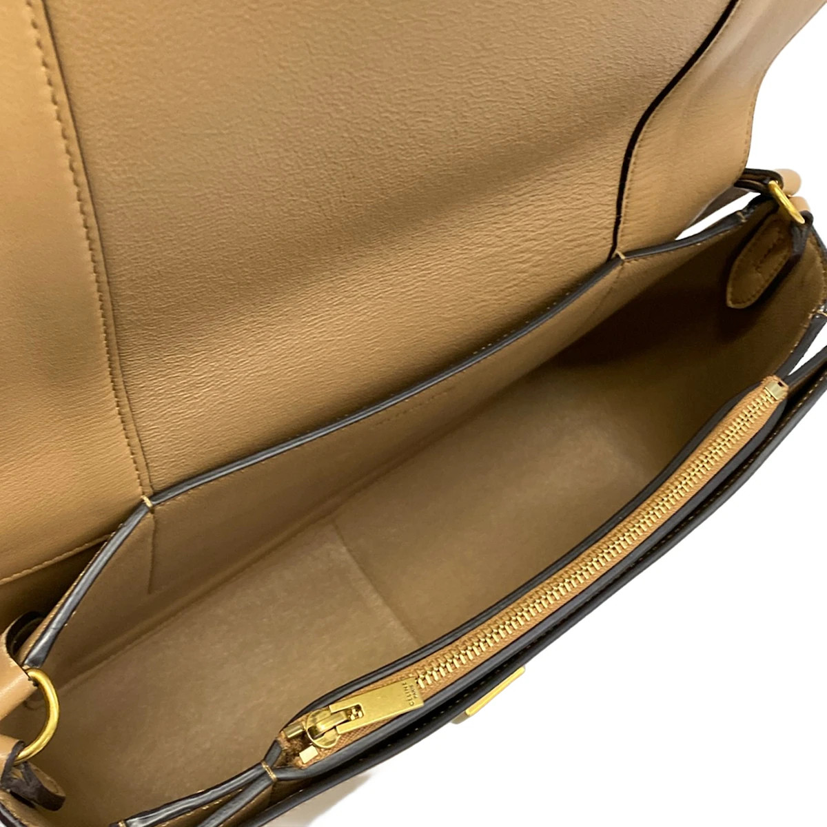 Celine Frame Medium Shoulder Bag White Light Brown Calf Leather image 7