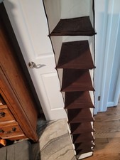 Hanging Fabric Shoe/Storage Organizer, 10 Shelves, Foldable, Beige Brown