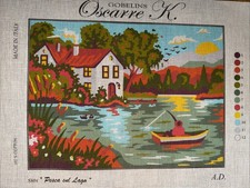 Printed needlepoint canvas 30x40 Cm Fishing On The Lake Canvas Only Krainer