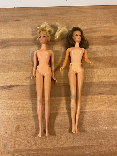 Lot Of 2 1966 BARBIE TWIST N TURN DOLL BLONDE & BRUNETTE ~ Lashes ~  Bendable