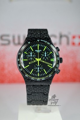New Swiss Swatch Swiss REPTILE GREEN CHRONO YCB4014AG 40MM Stainless Steel Brasc