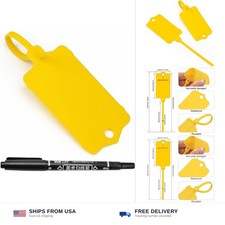 100pcs Blank Plastic Tags for Labeling Reusable Hanging Tags Ties Key Tag Sto...