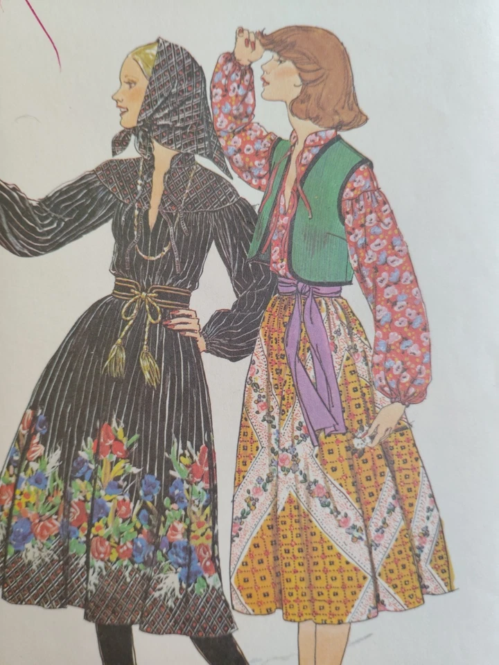 Simplicity 7880 Full Skirt Vest Scarf Blouse Sewing Pattern Cut VTG Pullover Cut - Image 3 of 4