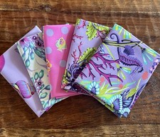 5 Fat Quarter Bundle Tula Pink Floral Reef Ultraviolet/Delphine Colorway Cotton