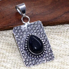 925 Silver Plated Purple Sandstone Pendant Handmade Jewelry Size 1.7" GW