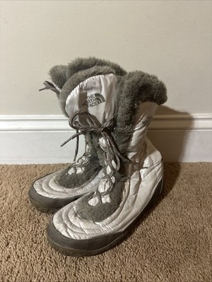 The North Face Insulated Boots Quilted Goose Down Nuptse Fur Lace Women s Size 8