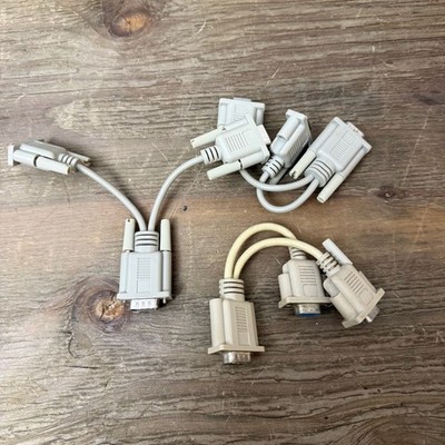 Lot 7 DB9 Serial Adapter Cables RS232 Male Female Beige Y Splitter for RS232