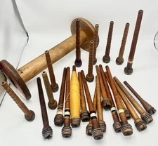Antique Wood Spools Industrial Textile Thread & Bobbin Variety Lot of 25