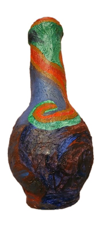 Handmade Paper Mache Decorative Vase 14" X 8" One Of A Kind!