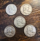 Lot of 5 Franklin Half Dollars - 90% Silver GREAT CONDITION