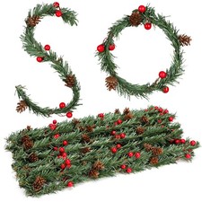 24 Pcs Christmas Garland Ties 13.7" Christmas Garland Twist Ties with Red Ber...