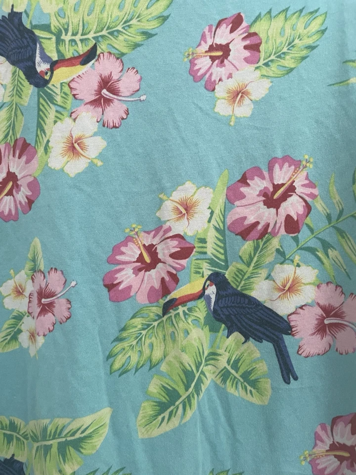 Camiseta para dormir Secret Treasures para mujer colorida tropical floral pájaro cuello en V azul S Foto 3 de 4